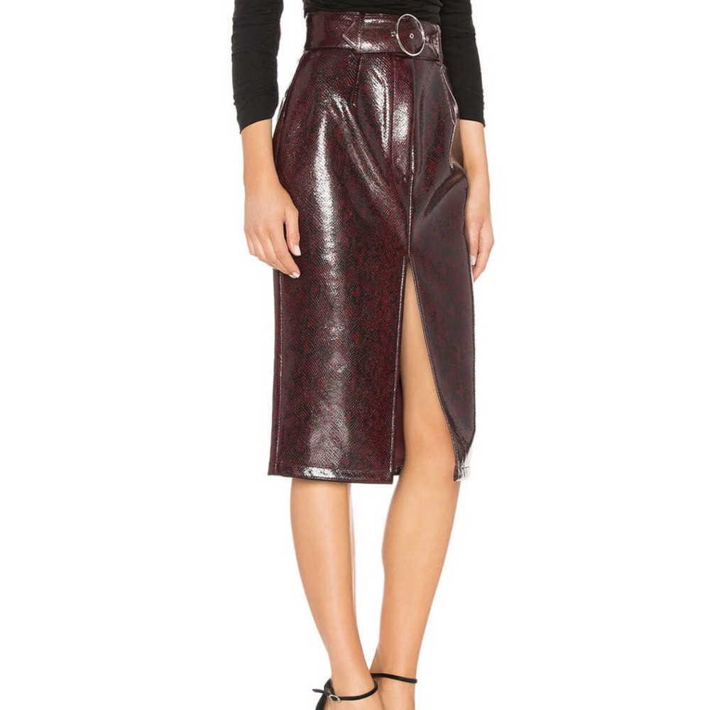 NEW Atoir Self Defined Skirt Black Burgundy Python Womens US 4 Pencil Belt - Picture 2 of 11